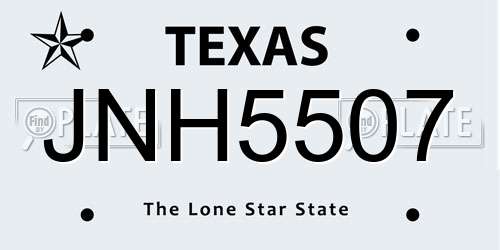 JNH5507 Texas License Plate