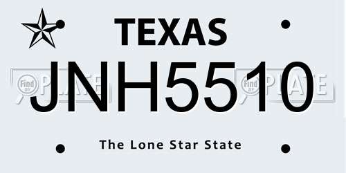JNH5510 Texas License Plate