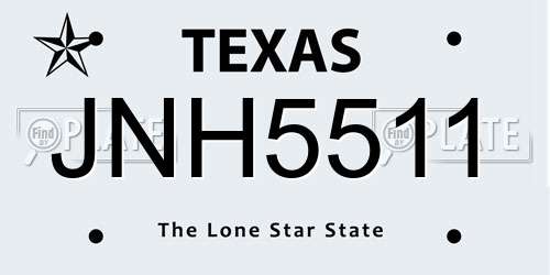 JNH5511 Texas License Plate