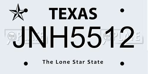 JNH5512 Texas License Plate