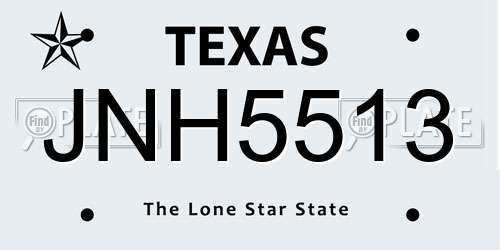 JNH5513 Texas License Plate