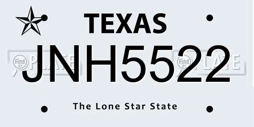 JNH5522 Texas License Plate