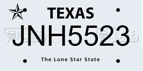JNH5523 Texas License Plate
