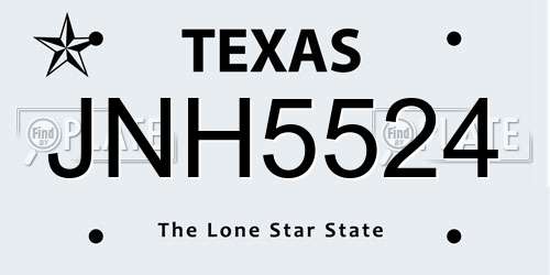 JNH5524 Texas License Plate