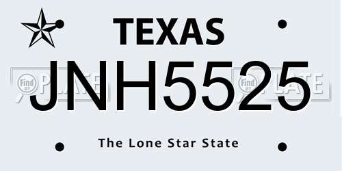 JNH5525 Texas License Plate