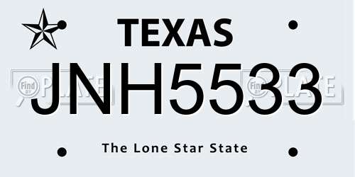 JNH5533 Texas License Plate