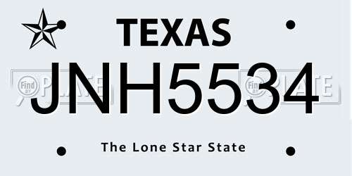 JNH5534 Texas License Plate