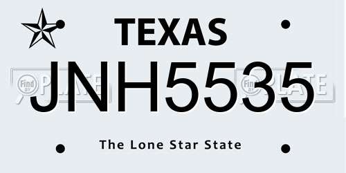 JNH5535 Texas License Plate