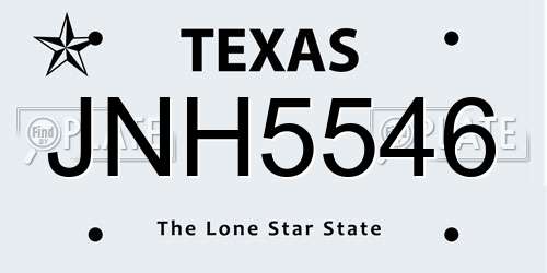 JNH5546 Texas License Plate