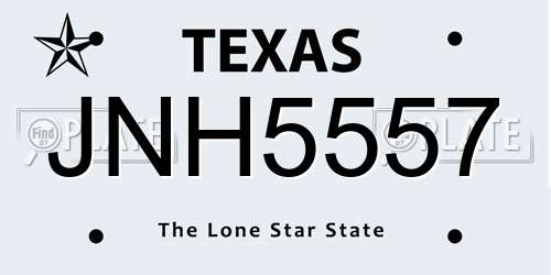 JNH5557 Texas License Plate