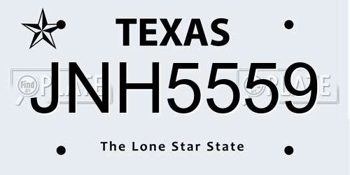 JNH5559 Texas License Plate