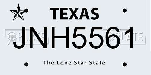 JNH5561 Texas License Plate