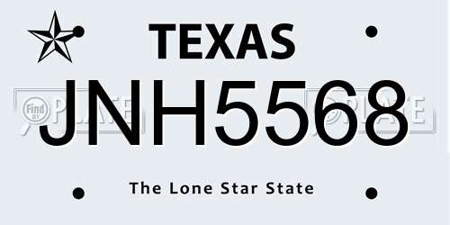 JNH5568 Texas License Plate