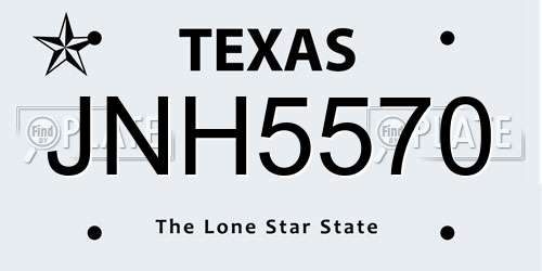 JNH5570 Texas License Plate