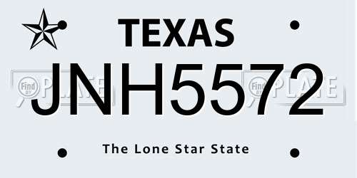 JNH5572 Texas License Plate