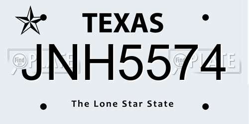 JNH5574 Texas License Plate