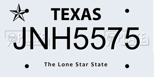 JNH5575 Texas License Plate