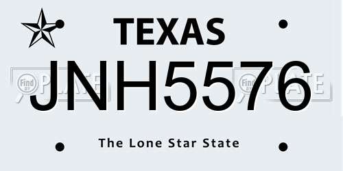 JNH5576 Texas License Plate