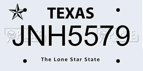 JNH5579 Texas License Plate