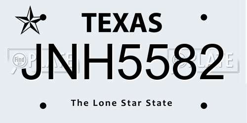 JNH5582 Texas License Plate