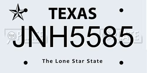 JNH5585 Texas License Plate
