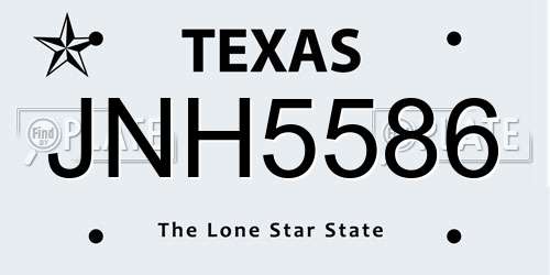 JNH5586 Texas License Plate
