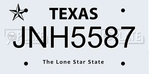 JNH5587 Texas License Plate