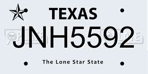 JNH5592 Texas License Plate