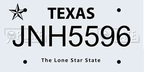 JNH5596 Texas License Plate