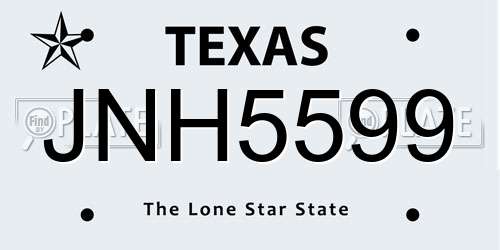 JNH5599 Texas License Plate