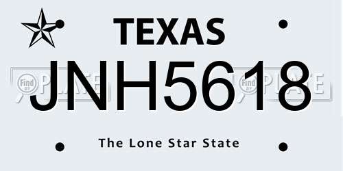JNH5618 Texas License Plate