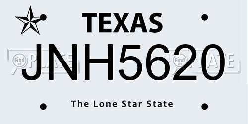 JNH5620 Texas License Plate