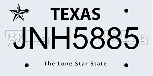 JNH5885 Texas License Plate