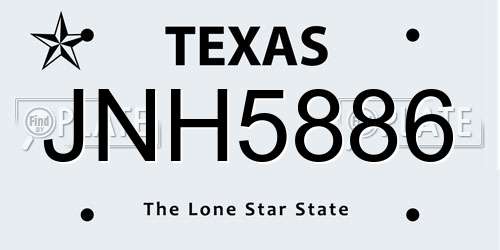 JNH5886 Texas License Plate