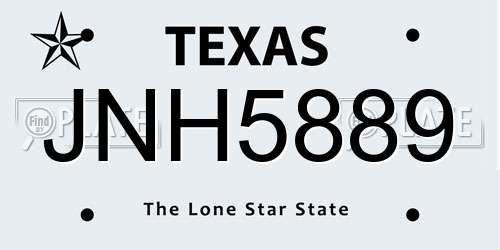 JNH5889 Texas License Plate
