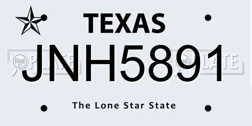 JNH5891 Texas License Plate