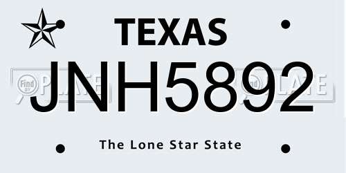 JNH5892 Texas License Plate