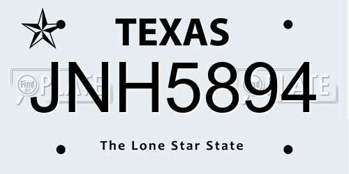 JNH5894 Texas License Plate