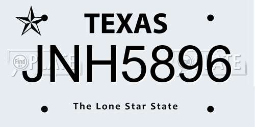 JNH5896 Texas License Plate