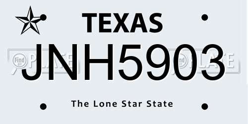 JNH5903 Texas License Plate