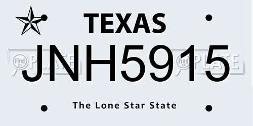 JNH5915 Texas License Plate