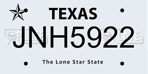 JNH5922 Texas License Plate