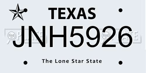 JNH5926 Texas License Plate