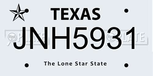 JNH5931 Texas License Plate