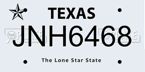 JNH6468 Texas License Plate