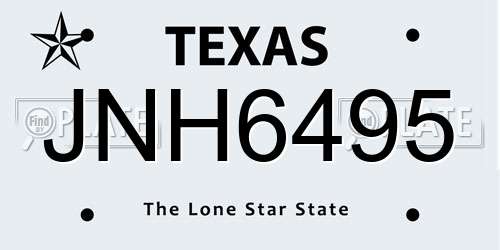 JNH6495 Texas License Plate
