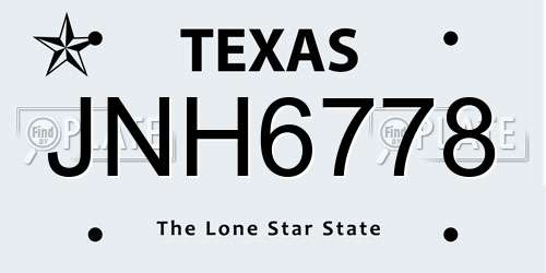 JNH6778 Texas License Plate