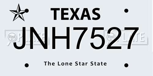 JNH7527 Texas License Plate