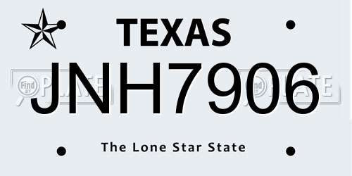 JNH7906 Texas License Plate