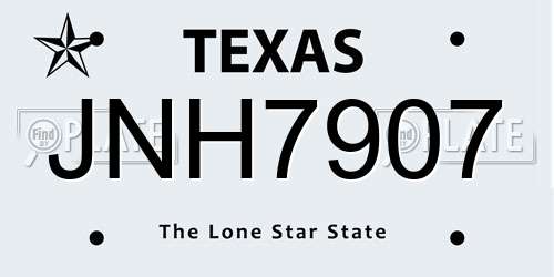 JNH7907 Texas License Plate